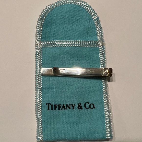 TIFFANY & CO 14K GOLD SILVER WOVEN BASKET WEAVE CUFFLINKS AND TIE BAR - Picture 8 of 15